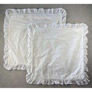 PiuBELLE Pillow Shams (2) Euro 26" X 26" Cotton Gauze Ruffle Shabby Cottage